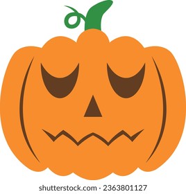 Creepy orange halloween pumpkin vector icon