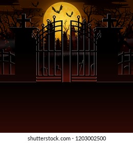 Creepy outdoor scenery with a full moon background