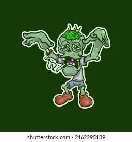 Creepy Pale Zombie Smoking a Weed Joint