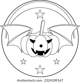 Creepy Pastel Goth Halloween Pumpkin Coloring Pages Vector Illustration