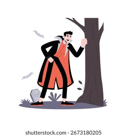 Ilustração de vetor plano de espiada assustadora 