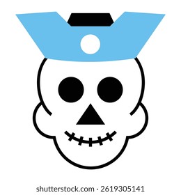 Creepy pirate skull illustration ideal for Halloween decorations, horror party branding, and spooky event promotions.