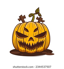 creepy pumpkin cartoon vector illustration