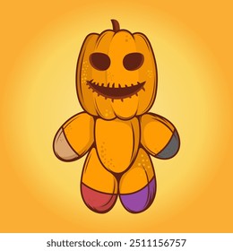 Creepy Pumpkin Doll Character With Stitches On Mouth