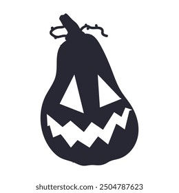 Creepy pumpkin face silhouette vector cartoon illustration isolated on a white background.