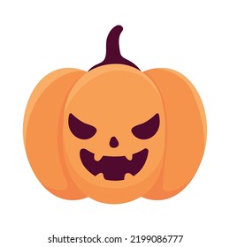 creepy pumpkin halloween cartoon isolated icon