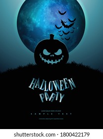 Creepy Pumpkin for Halloween Modern Background. Minimalist Creative Design Concept.