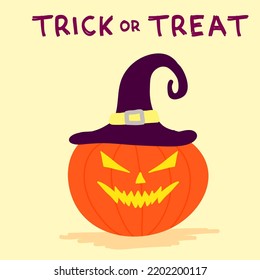 creepy pumpkin halloween. trick or treat lettering. typography. spooky