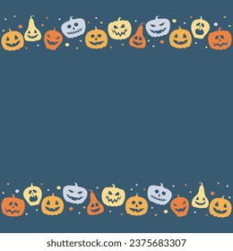 Linternas de calabaza espeluznantes en el fondo. Concepto de Halloween. Vector