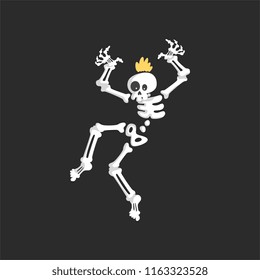 Creepy Punk skeleton character dancing vector Illustration