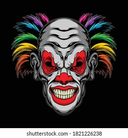 Creepy Rainbow Clown Illustration Commercial Use Stock Vector (Royalty ...