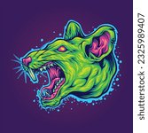 Creepy rat headed monster filled with rage vector illustrations for your work logo, merchandise t-shirt, stickers and label designs, poster, greeting cards advertising business company or brands
