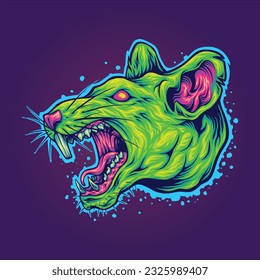 Creepy rat headed monster filled with rage vector illustrations for your work logo, merchandise t-shirt, stickers and label designs, poster, greeting cards advertising business company or brands