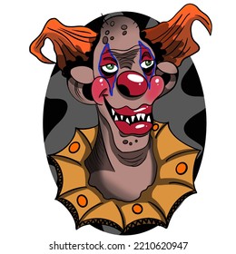 creepy scary clown halloween illustration in dark background