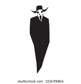 Creepy silhouette isolated on white for t-shirt or poster design