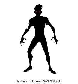 Creepy silhouette monster halloween spooky shadow figure.