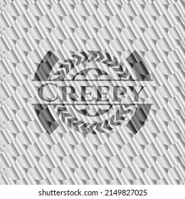 Creepy silver emblem. Scales pattern. Vector Illustration. Detailed. 
