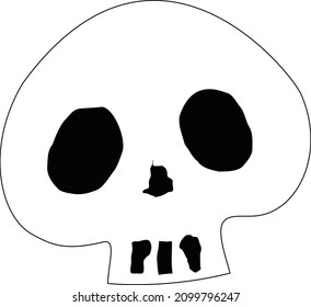Creepy skull design. Art is in simple black and white 
