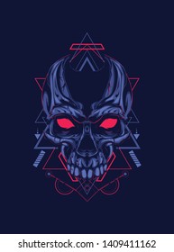 The creepy skull face with sacred geometry pattern