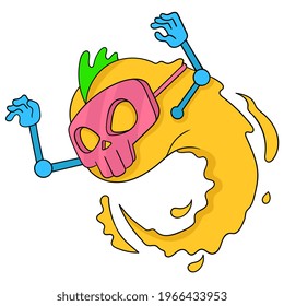 fantasma enmascarado cráneo espeluznante, ilustración vectorial art. doodle imagen kawaii.
