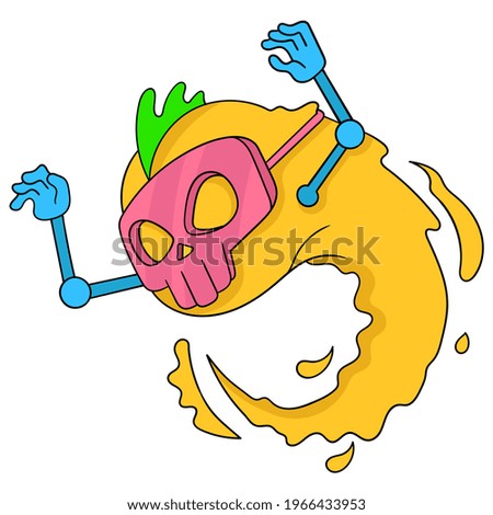 Vector creepy skull masked ghost, vector illustration art. doodle icon image kawaii.