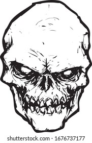 creepy skull on white background sticker