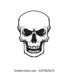 Creepy skull sketch asset for logo, T shirt, sticker, emblem, and more