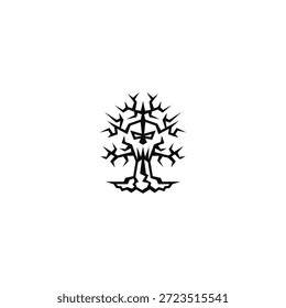 Gruseliger Schädel in Baumform Logo Idee.