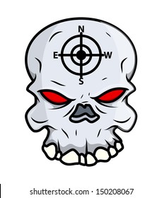 Creepy Skull - Vector Cartoon Illustration
