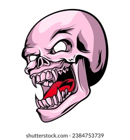 Creepy skull vector illustration with detailed art style