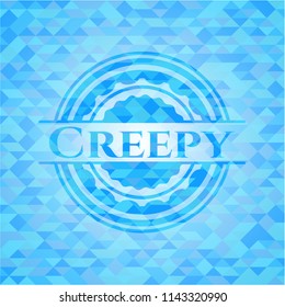 Creepy sky blue mosaic emblem