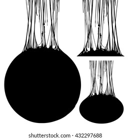 creepy slime halloween round signboard. black and white detailed vector illustration