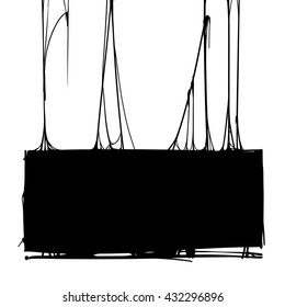 creepy slime halloween signboard. black and white detailed vector illustration