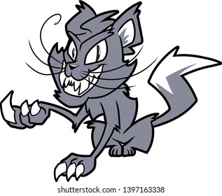 Creepy smiling cat. Vector illustration