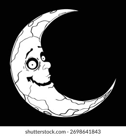 Lua Crescente Sorridente Assustadora para hallween