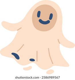 Creepy smiling halloween ghost vector illustration