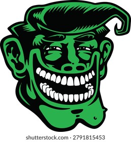 creepy smiling monster head mascot vector