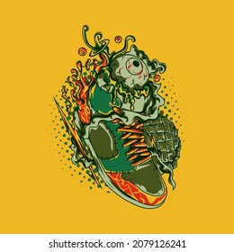 Creepy Sneakers Illustration for merchandise or other