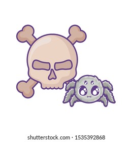 creepy spider animal on white background vector illustration design