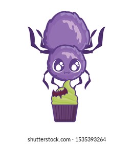 creepy spider animal on white background vector illustration design