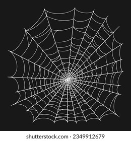 Creepy spider web monochrome element with sticky spiderweb to catch predatory insect victims for design use vector illustration