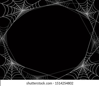 Creepy spider webs frame for Halloween party posters, web banners, cards, invitations.