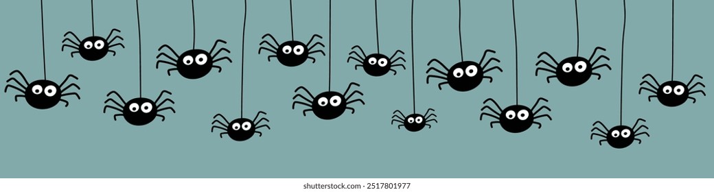 Creepy spiders. Halloween banner concept. Vector