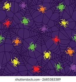 Creepy spiderwebs seamless pattern. Vector illustration flat design background. 