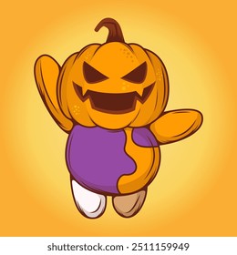 Creepy Splash Pumpkin Doll Character With Dracula Teeth 