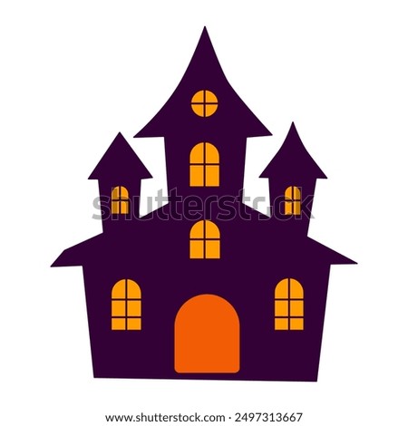 A creepy, spooky house with a large front door. The house is dark and ominous, with a sense of foreboding