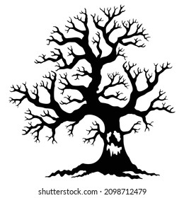 creepy tree character vector illustration