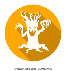 creepy tree , flat style icon for Halloween