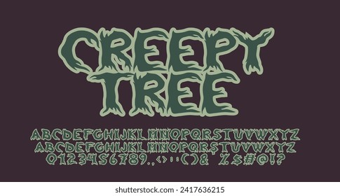 Creepy Tree Font Coloring Horror Texteffekt Alphabet Alphabet cute halloween Display Schrift Schrift handschriftlich