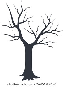 Creepy Tree Silhouette. Design Element for Halloween. Vector Illustration